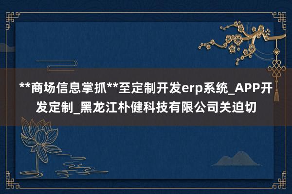 **商场信息掌抓**至定制开发erp系统_APP开发定制_黑龙江朴健科技有限公司关迫切